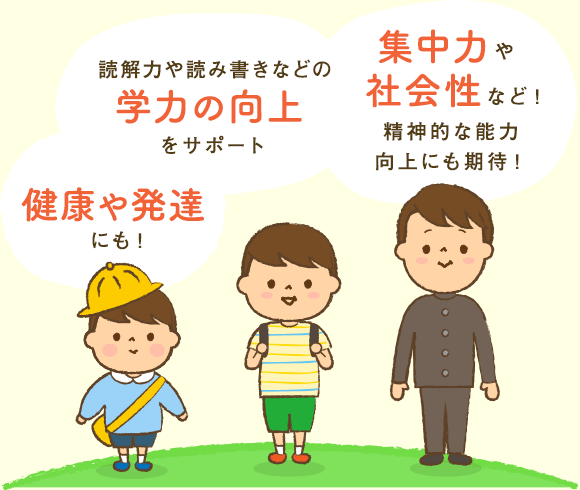 目の健康など発達にも！読解力や読み書きなどのを学力の向上サポート 集中力や社会性など精神的な能力 向上にも期待！