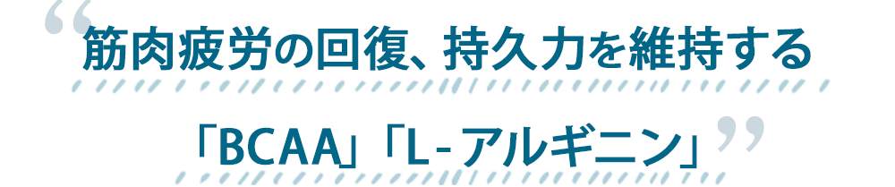 筋肉疲労の回復、持久力を維持する「BCAA」「L-アルギニン」