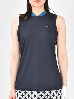 ジェイリンドバーグ　リブ襟ノースリーブシャツ　072-26476