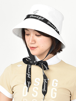 デサントゴルフ　23年春夏新作　【LUXE COLLECTION】ロゴリボンバケットハット　DGCVJC70W