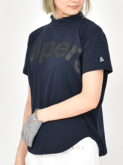 アンパスィ　23年春夏新作　ロゴプリント半袖ショートモックネックシャツ　AFS6603W2