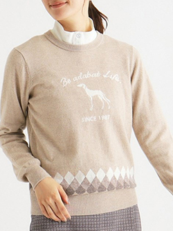 アダバット　ロゴデザイン 長袖カシミヤセーター　119-19003