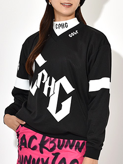 キャプテンズヘルムゴルフ　　メッシュVネックプルオーバー　CHG24-AW-T02