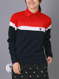 アダバット　25年秋冬新作　【N】トリコロールスプリットカラーニット　119-14944