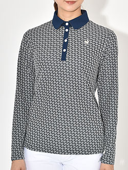 ルコックゴルフ　25年秋冬新作　総柄長袖シャツ　LG5FLS01L