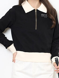 セシルマクビーグリーン　25年秋冬新作　スウェットハーフジップ長袖ポロシャツ　CGF25017PL