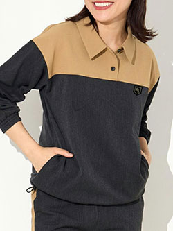 サンディ　25年秋冬新作　バイカラーポロPO　253-131-08