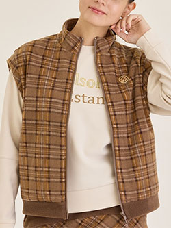 デルソルゴルフ　25年秋冬新作　チェック柄フリースベスト　7912