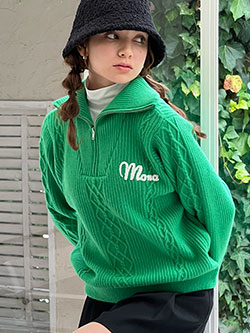 モナデルソル　25年秋冬新作　ケーブルハーフジップニット　M0069