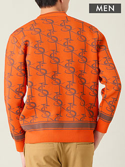 ニッサゴルフ　25年秋冬新作　モノグラム柄ニットトップス(メンズ)　23135502