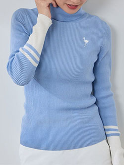 ジュン&ロペ　25年秋冬新作　バイカラー切替リブタートルニット/Oggi掲載　ERM75400