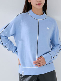 ジュン&ロペ　25年秋冬新作　配色ライン使いモックニット　ERM75450