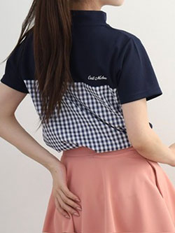 セシルマクビーグリーン　26年春夏新作　チェック柄モックネック　CGS26023TS