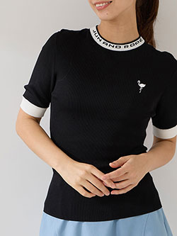 ジュン&ロペ　26年春夏新作　ロゴ使いクルーネックリブ5分袖プルオーバー　ERM76000