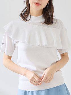 ジュン&ロペ　26年春夏新作　フリル使い半袖プルオーバー　ERM76010