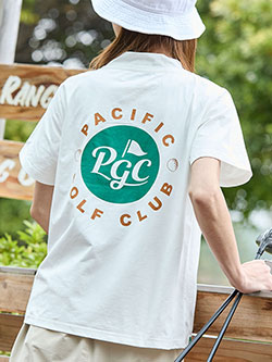 パシフィックゴルフクラブ　サークルロゴ半袖モックネック　PGL261CSS581OL